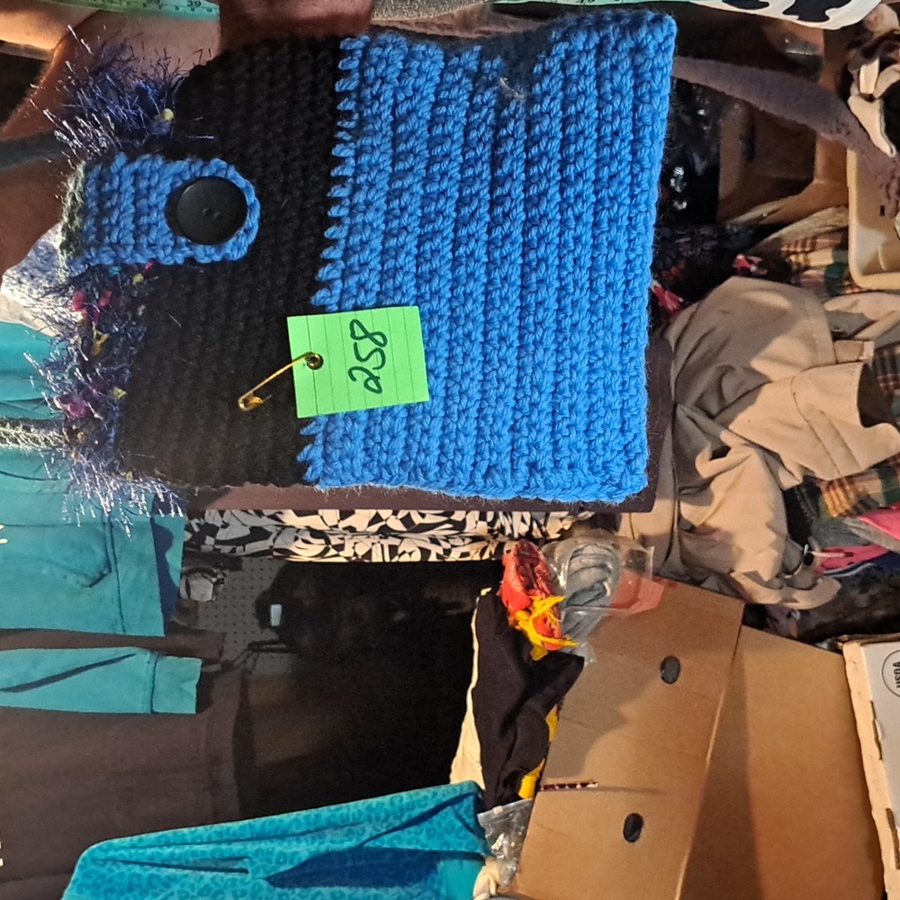 # 258 blue and black handmade purse